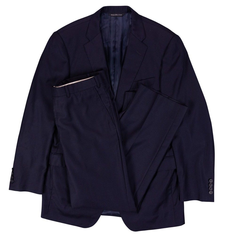 Samuelsohn Suit Mens 42L 36 Navy Blue Super 120s Wool 2pc Gable